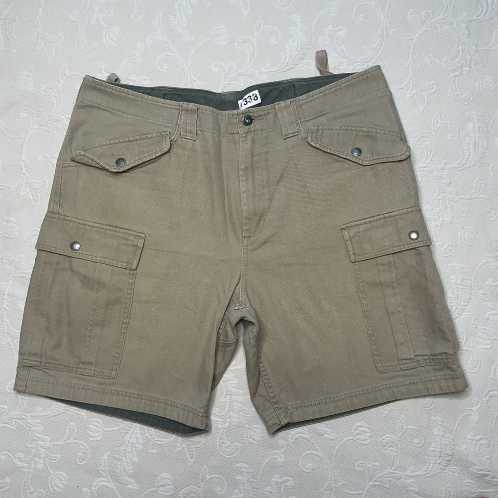 Duluth Trading Carpenter Shorts Men's 38 Khaki Utility Big Cargo Pockets Heavy‎
